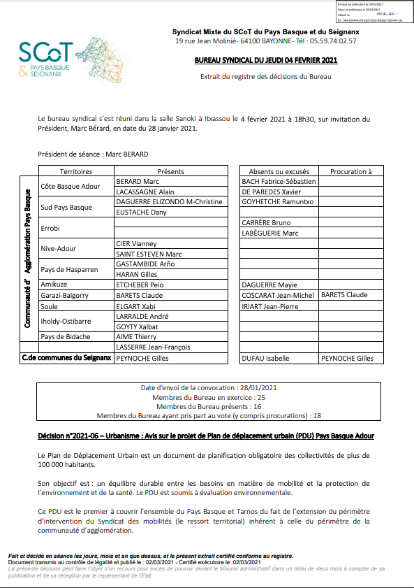 Plan de Déplacements Urbains Pays Basque Adour